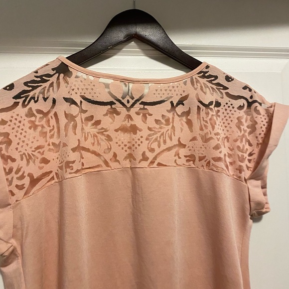 Ava & Viv Women's Blush Lace Accent Blouse - Picture 7 of 7